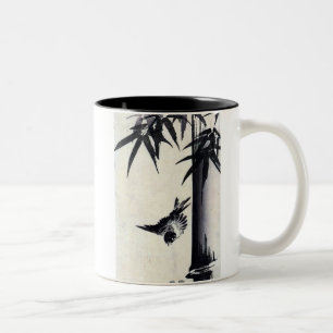 竹に雀, 歌川広重 Bamboo & Sparrow, Hiroshige, Sumi-e Two-Tone Coffee Mug