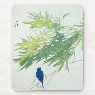 竹に青鳥, 栖鳳 Bamboo and Blue bird, Seihō, Japanese Art Mouse Pad