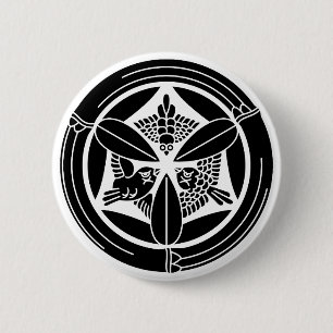 竹の丸に三羽雀 6 CM ROUND BADGE