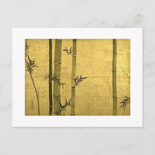 竹図, 光琳 Bamboo, Ogata Kōrin, Sumi-e Postcard (Front)