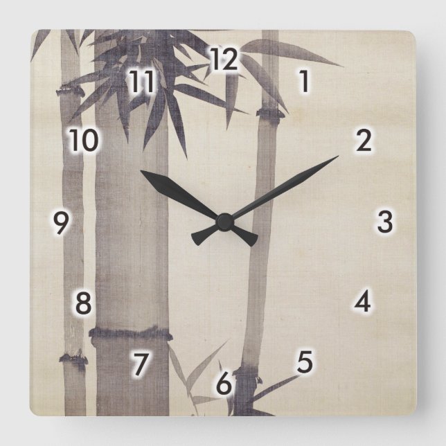 竹, 其一 Bamboo, Kiitsu, Japan Art Square Wall Clock (Front)