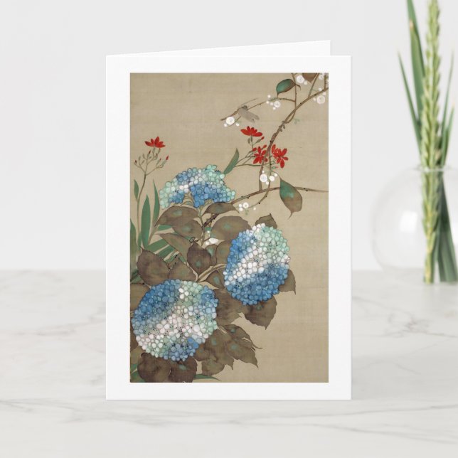 紫陽花, 抱一 Hydrangea, Hōitsu Card (Front)