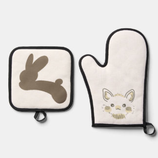 絵本のような優しいうさぎ OVEN MITT & POT HOLDER SET