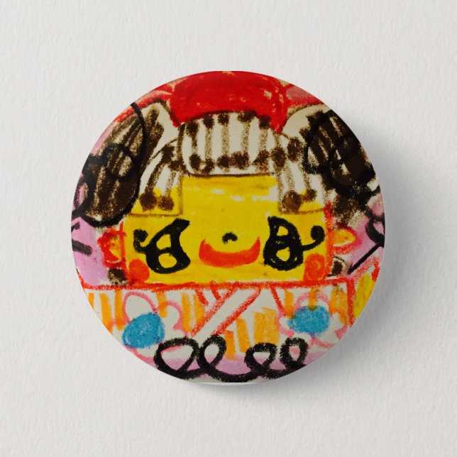 缶バッジ 着物の女の子 6 CM ROUND BADGE (Front)