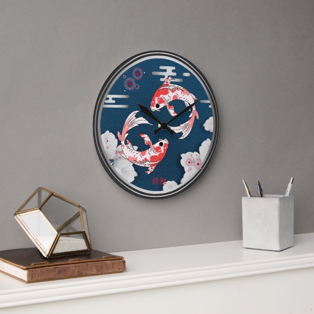 美しい錦鯉の和風♡ LARGE CLOCK (Office)