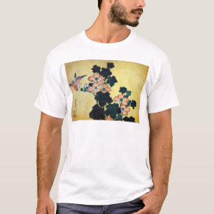 芙蓉に雀, 北斎 Hibiscus Mutabilis and Sparrow, Hokusai T-Shirt