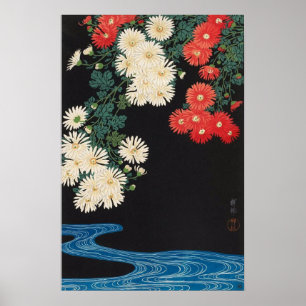 菊に流水, 古邨 Chrysanthemums & Stream, Koso Poster