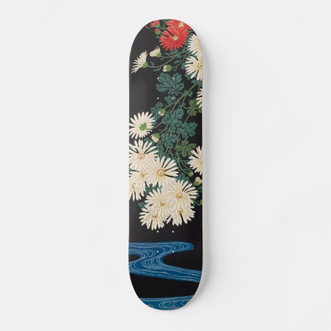 菊に流水, 古邨 Chrysanthemums & Stream, Koson, Ukiyo-e Skateboard (Front)