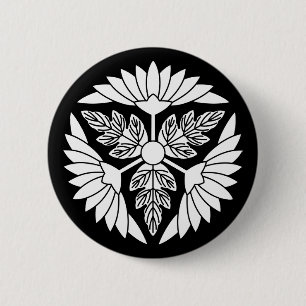 葉付菊車 6 CM ROUND BADGE