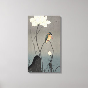 蓮にカワセミ, 古邨 Kingfisher on Lotus, Koson, Ukiyo-e Canvas Print