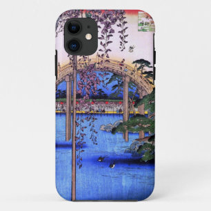 藤と太鼓橋, 広重 Wisteria and Arched Bridge, Hiroshige iPhone 11 Case
