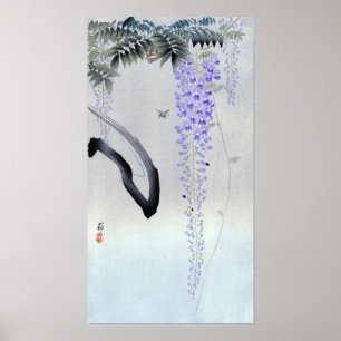 藤の花, 古邨 Flowering Wisteria, Ohara Koson, Poster