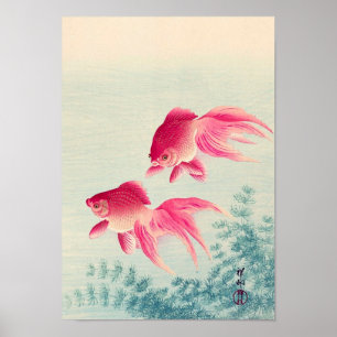 金魚, 古邨 Pair of Goldfish, Koson, Ukiyo-e, W Poster