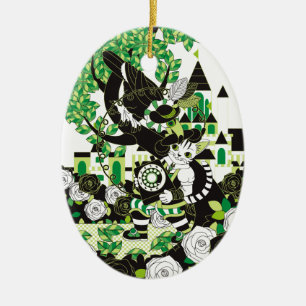 長靴をはいた猫とダイヤル式電話機とオニオオハシ CERAMIC TREE DECORATION