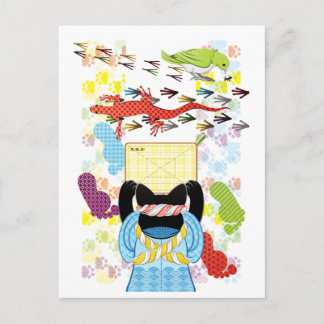 雑巾がけと足跡(リメイク)/Cleaning and footprints (Remake) Postcard