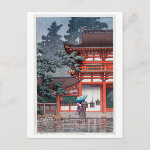 雨の春日大社, 川瀬巴水 Kasuga Shrine in  Postcard