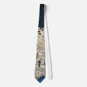 雪の太鼓橋, 広重 Snowy Drum bridge, Hiroshige, Ukiyo-e Tie
