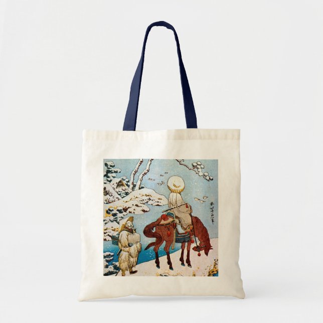 雪の旅人, 北斎 Travelers in Snow, Hokusai, Ukiyo-e Tote Bag (Front)