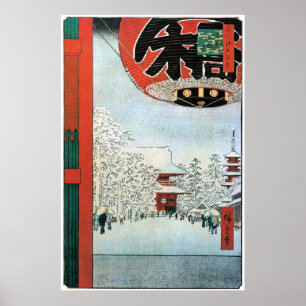 雪の浅草, 広重 Snow in Asakusa, Hiroshige Ukiyoe Poster
