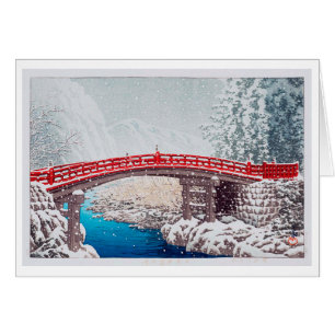 雪の神橋, Snow on the Sacred Bridge at Nikkô, Hasui
