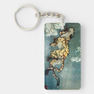 雪中虎図, 北斎 Tiger in the Snow, Hokusai, Art Key Ring