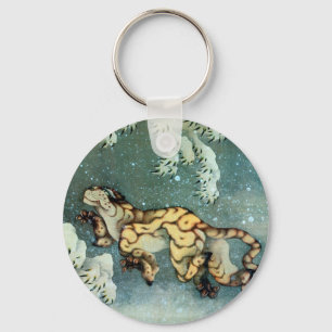 雪中虎図, 北斎 Tiger in the Snow, Hokusai Key Ring