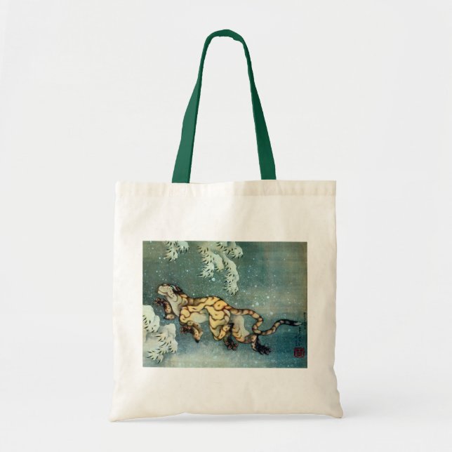 雪中虎図, 北斎 Tiger in the Snow, Hokusai Tote Bag (Front)