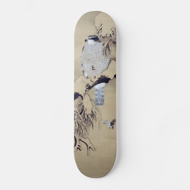 雪中鷹図, 柴田是真 Hawk in the Snow, Shibata Zeshin Skateboard (Front)