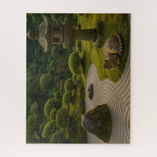 静寂の中の和猫｜Zen Garden with a Resting Cat Jigsaw Puzzle