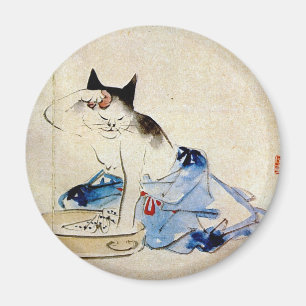 顔を洗う猫, 広重 Cat Face Wash, Hiroshige Magnet