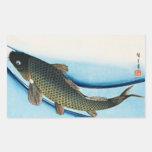 鯉, 広重 Carp, Hiroshige, Ukiyoe Rectangular Sticker