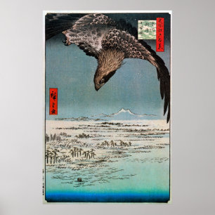 鷲と雪景色, 広重 Eagle and Snow Scene, Hiro Poster