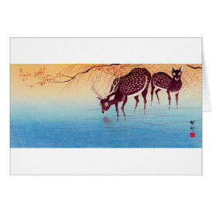 鹿, 小原古邨 Deer, Ohara Koson, Ukiyo-e