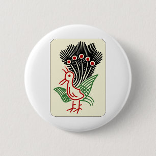 麻雀牌 一索 / ONE OF BAMBOOS -MAHJONG TILE- 6 CM ROUND BADGE