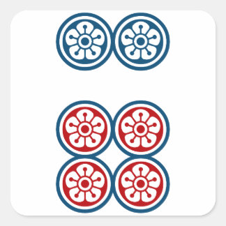 麻雀牌 6筒 / SIX OF CIRCLES -MAHJONG TILE- SQUARE STICKER