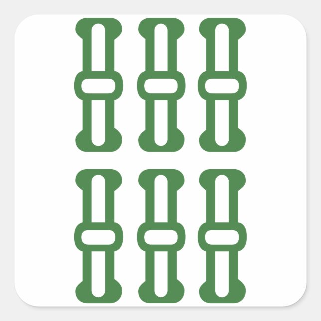 麻雀牌 6索 / SIX OF BAMBOOS -MAHJONG TILE- SQUARE STICKER (Front)