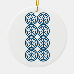 麻雀牌 8筒 / EIGHT OF CIRCLES -MAHJONG TILE- CERAMIC TREE DECORATION