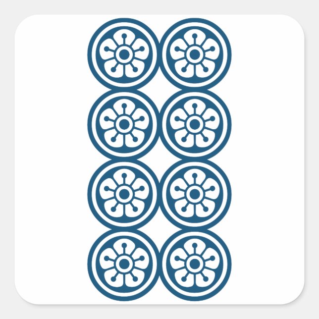 麻雀牌 8筒 / EIGHT OF CIRCLES -MAHJONG TILE- SQUARE STICKER (Front)