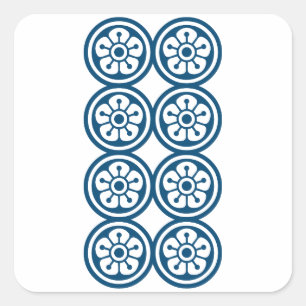 麻雀牌 8筒 / EIGHT OF CIRCLES -MAHJONG TILE- SQUARE STICKER
