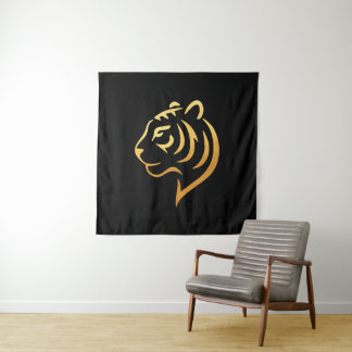 黄金の虎 Gold Tiger – Japanese Minimalist Art Tapestry