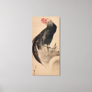 黒い雄鶏, 北斎 Black Rooster, Hokusai Canvas Print