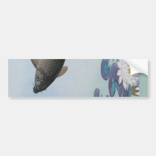 黒鯉, 古邨 Black Carp, Koson, Ukiyo-e Bumper Sticker
