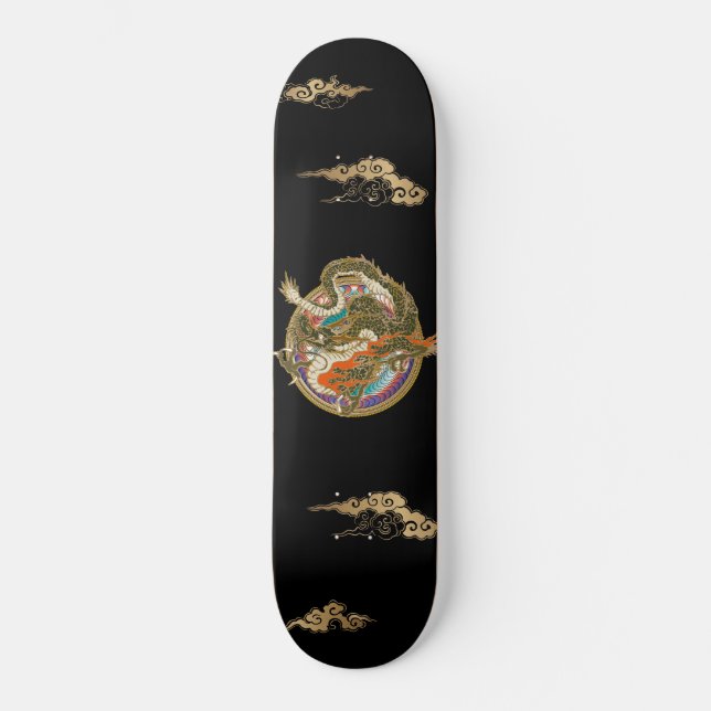 龍のデザインの和風スケボー SKATEBOARD (Front)