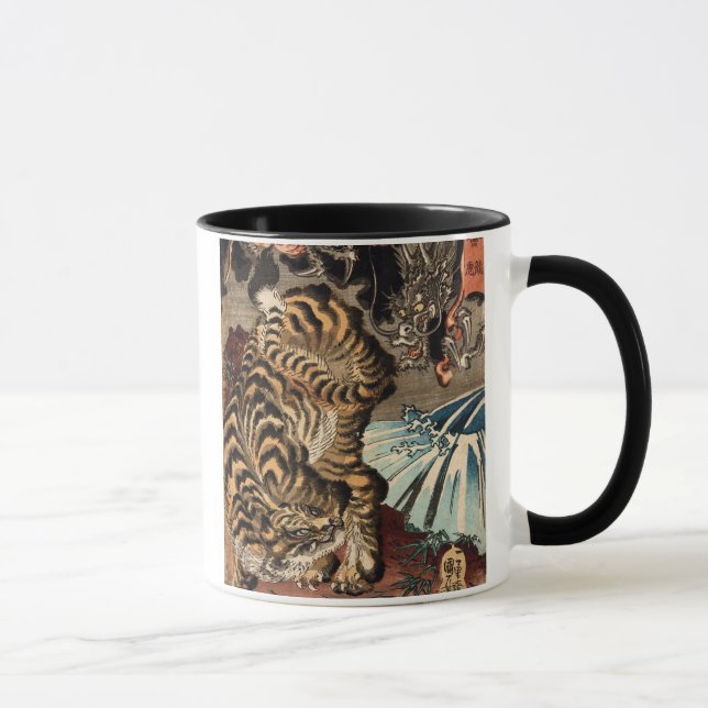 龍虎, 国芳 Tiger & Dragon, Kuniyoshi, Ukiyo-e Mug (Right)