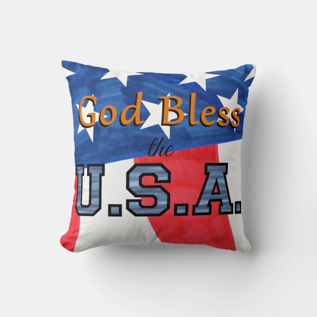 𝐆𝐨𝐝 𝐁𝐥𝐞𝐬𝐬 𝐭𝐡𝐞 𝐔.𝐒.𝐀. Throw Pillow (Front)