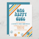 Search for one happy dude 1st birthday invitations Yellow