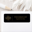 Search for gold text return address labels Black and gold