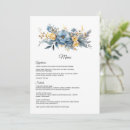 Search for blue and gold wedding menus Floral