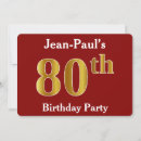 Search for red and gold 80th birthday invitations 80 years old