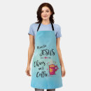 Search for funny coffee sayings aprons For her